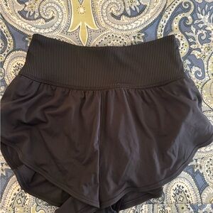 Free people movement Black High-Waist Ribbed Waistband Athletic Shorts